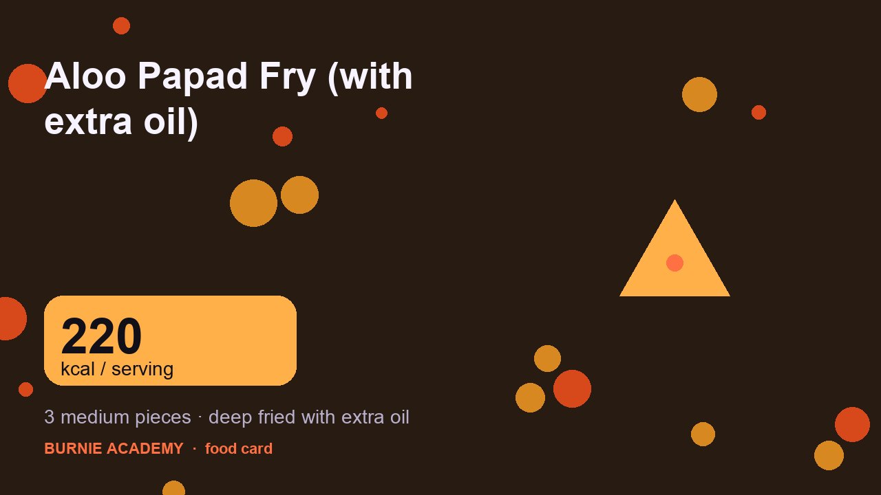 Aloo Papad Fry (with extra oil): the honest calorie talk
