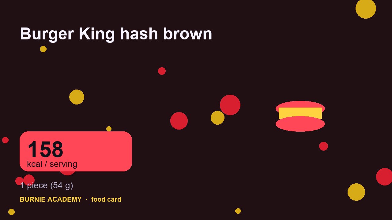 Burger King hash brown: the honest calorie talk