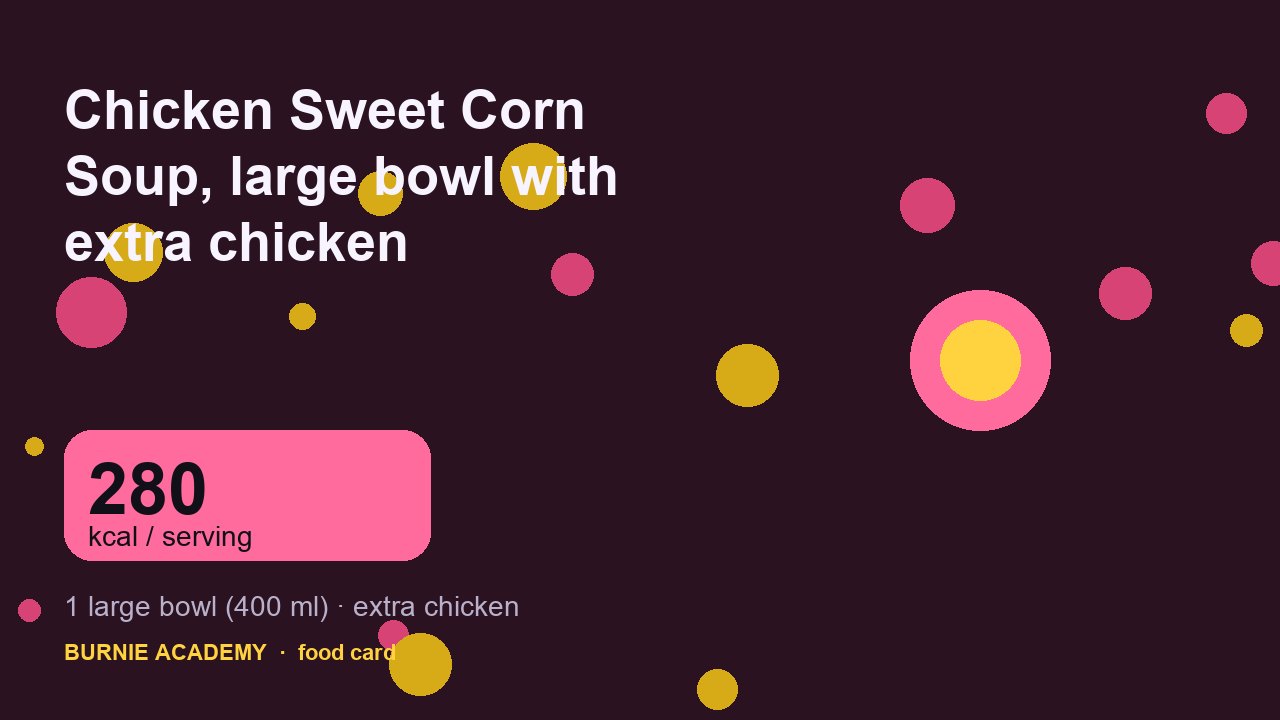 Chicken Sweet Corn Soup, large bowl with extra chicken