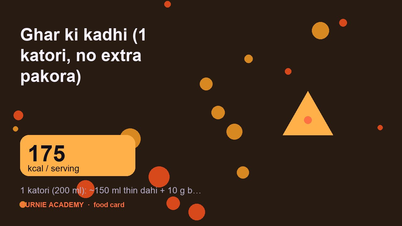 Ghar ki kadhi (1 katori, no extra pakora): the honest calorie talk