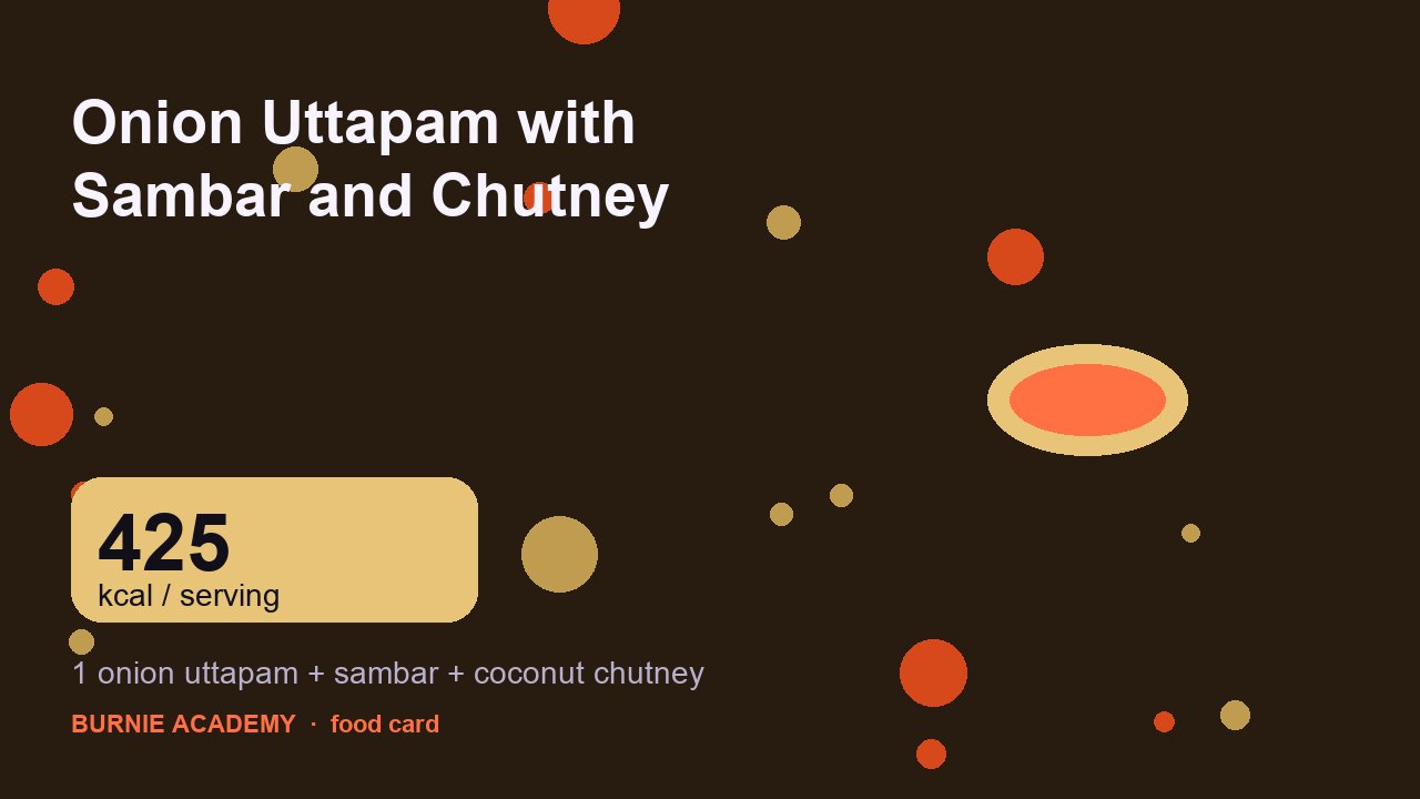 Onion Uttapam with Sambar and Chutney: the honest calorie talk