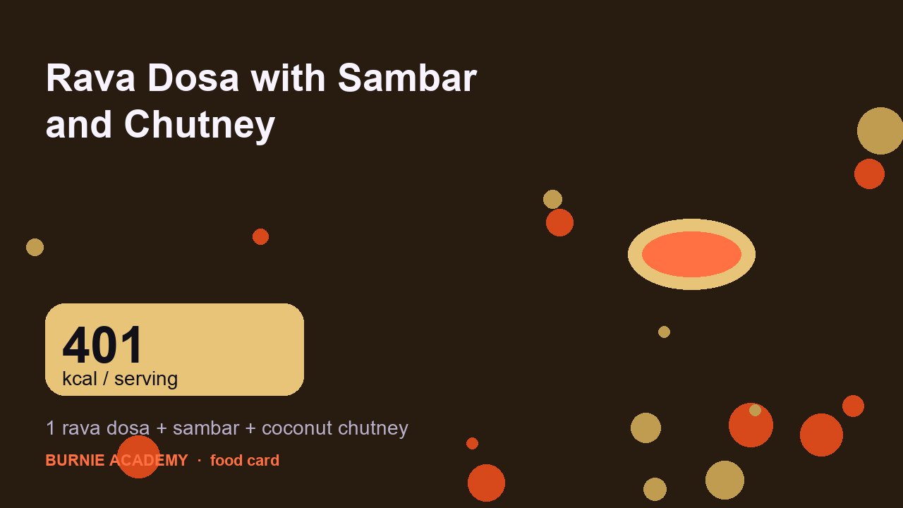 Rava Dosa with Sambar and Chutney: the honest calorie talk