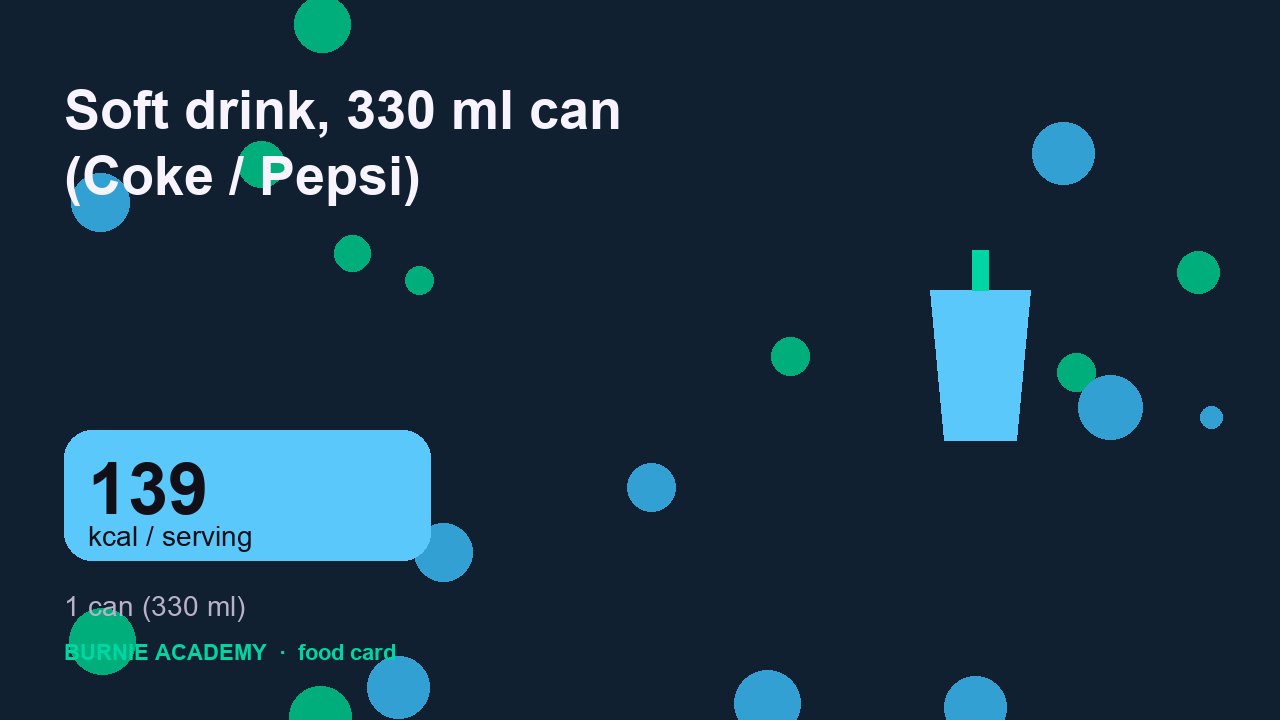 Soft drink, 330 ml can (Coke / Pepsi): the honest calorie talk