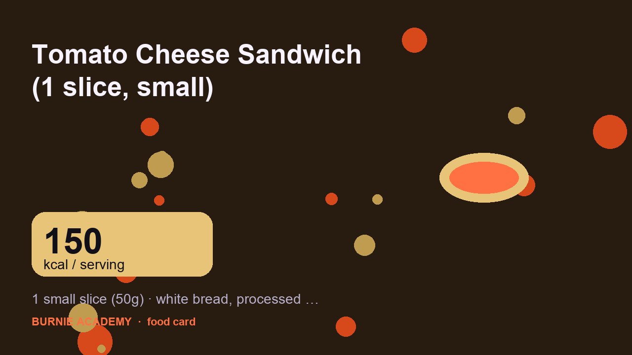 Tomato Cheese Sandwich (1 slice, small): the honest calorie talk
