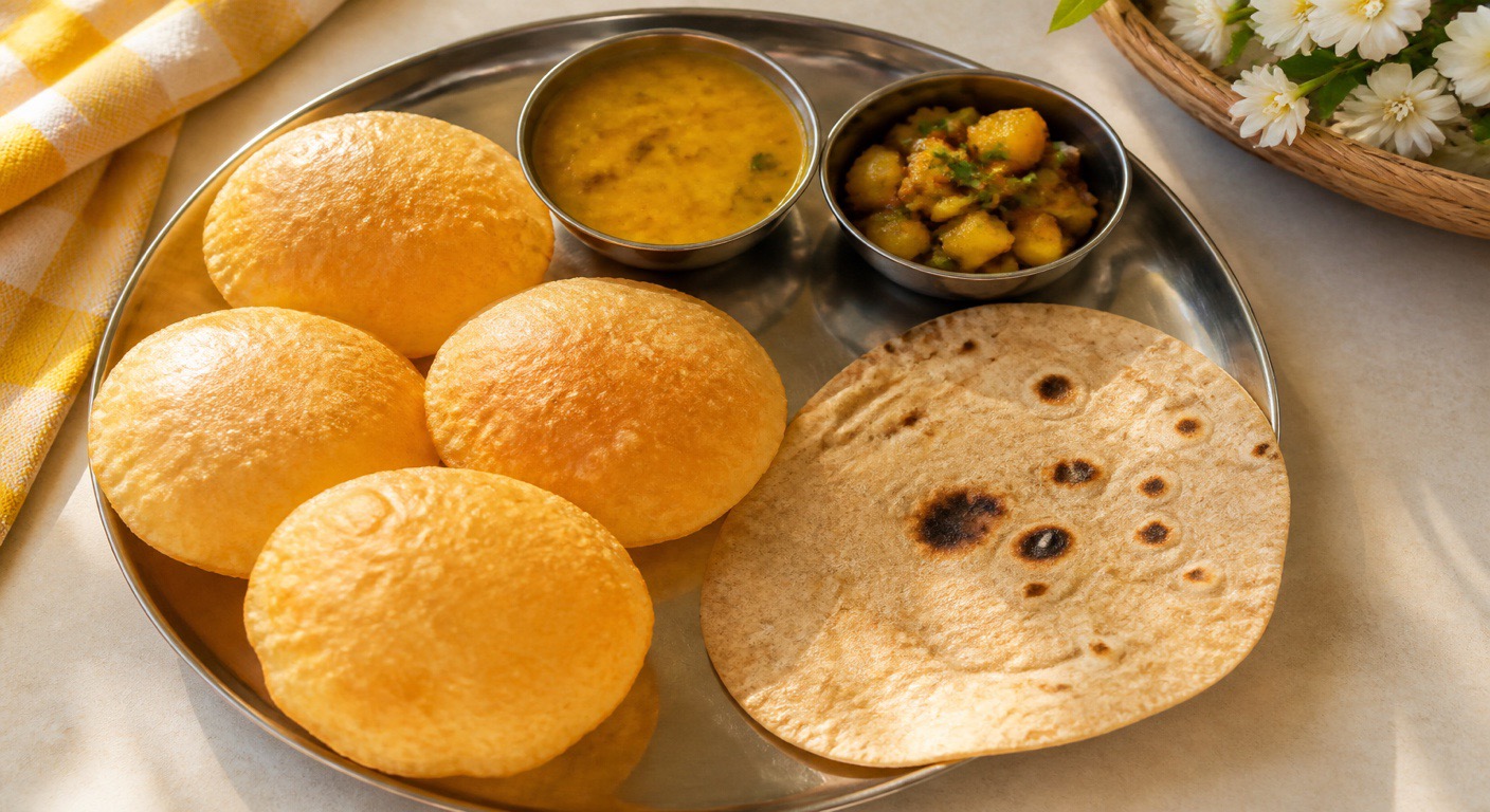 One puri equals how many rotis?